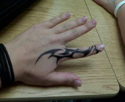 Tribal Tattoo On Finger